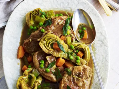 LAMB STEW WITH ARTICHOKE AND PEAS
