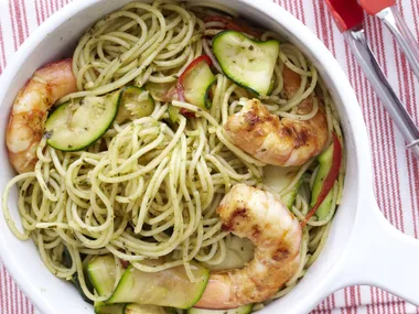 prawn and pesto linguine