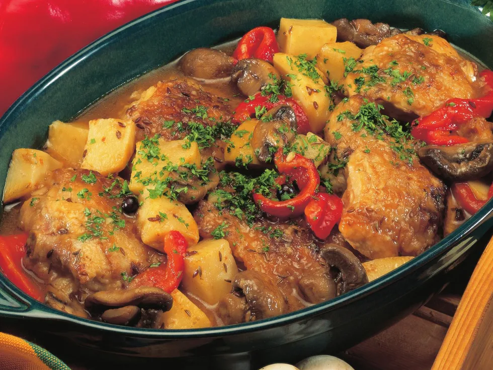 chicken with mushrooms and celeriac