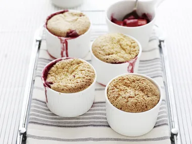 rhubarb and strawberry sponge puddings