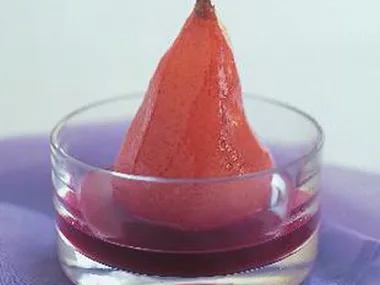 pears poached in cranberry syrup