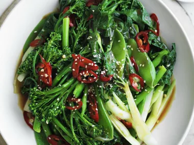 ASIAN GREENS IN CHAR SIU SAUCE