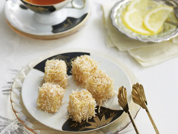 mini almond coconut lamingtons