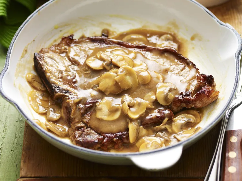 Steak with mushroom gravy