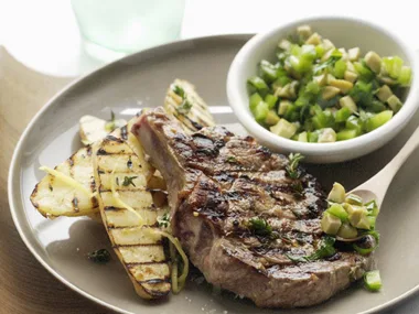 veal cutlets with green olive salsa