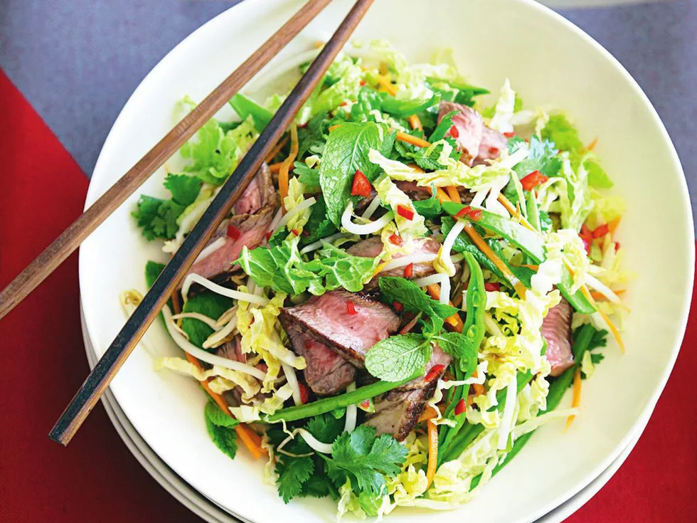 BEEF & CRUNCHY WOMBOK SALAD