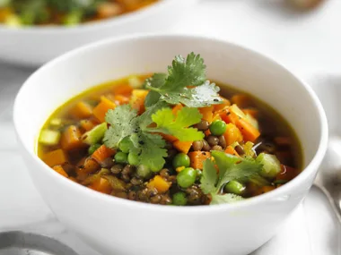 CURRIED VEGETABLE & LENTIL SOUP