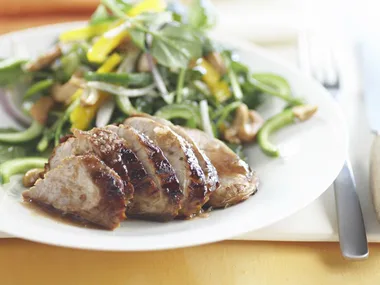 glazed pork and watercess salad