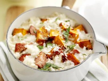pumpkin and chorizo risotto