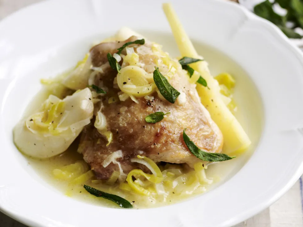 chicken and pear stew with sage