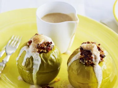 baked stuffed apples with spiced yogurt