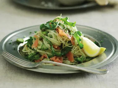 angel hair pasta with smoked salmon & asparagus