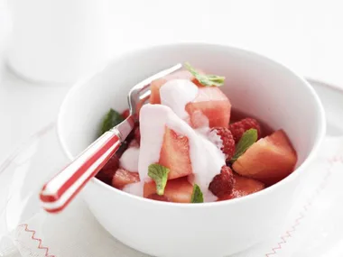 watermelon, raspberry and cranberry salad