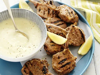 mint & marjoram lamb cutlets with skordalia