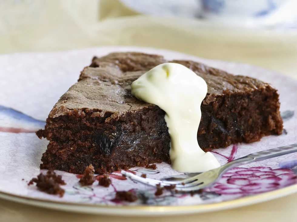 chocolate, prune and almond fudge cake