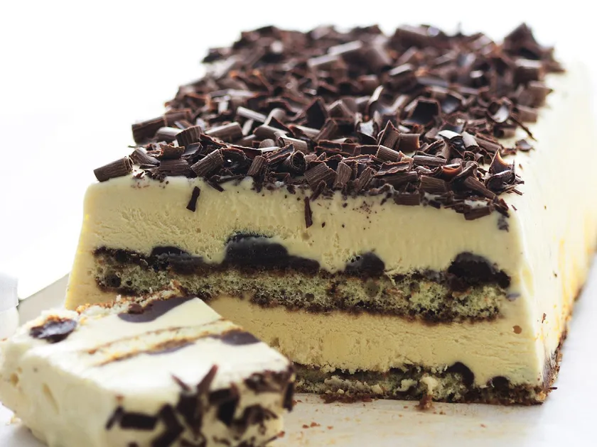Frozen tiramisu terrine