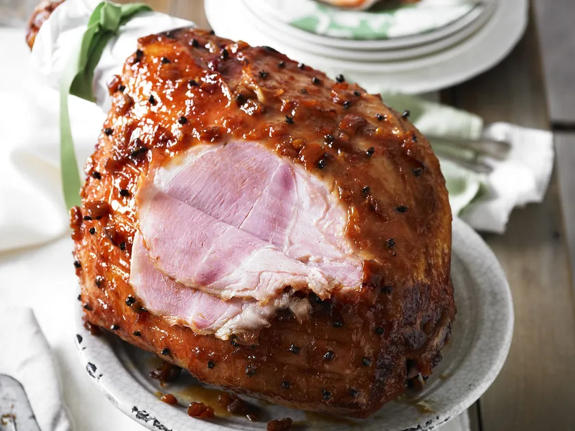 Blood-orange glazed ham