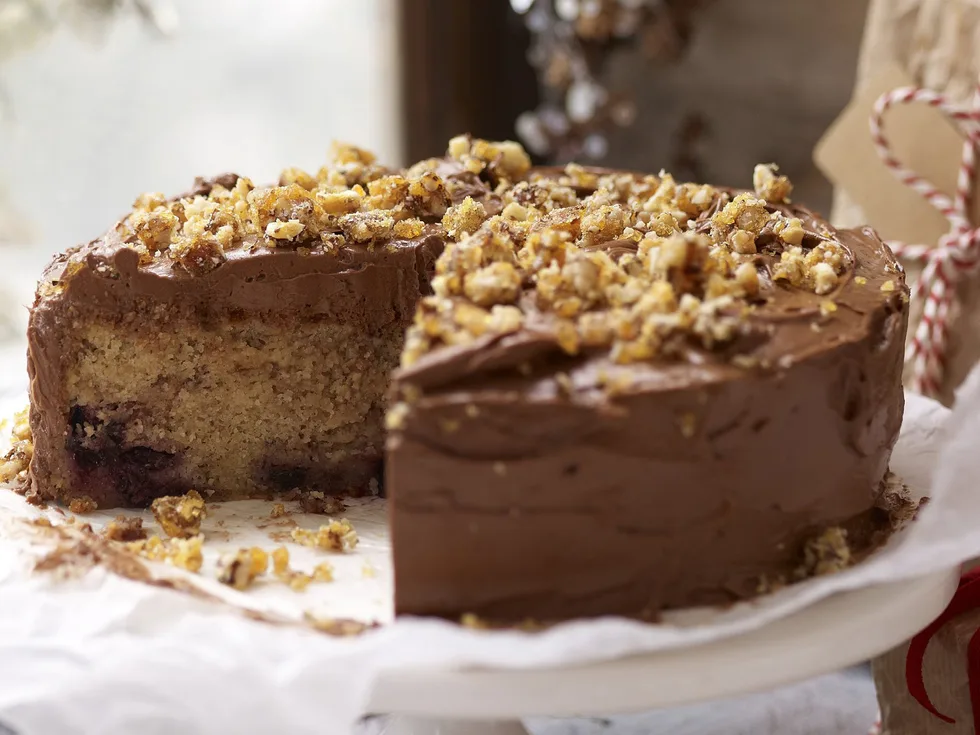 cherry, hazelnut and chocolate cake