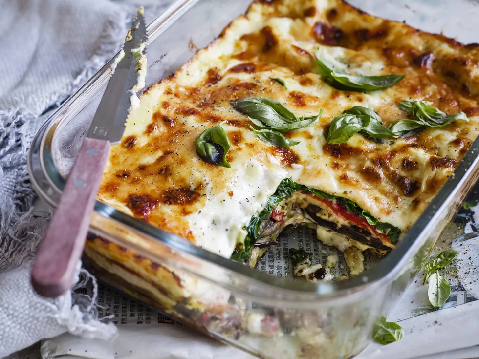 spinach, pesto and parmesan lasagne