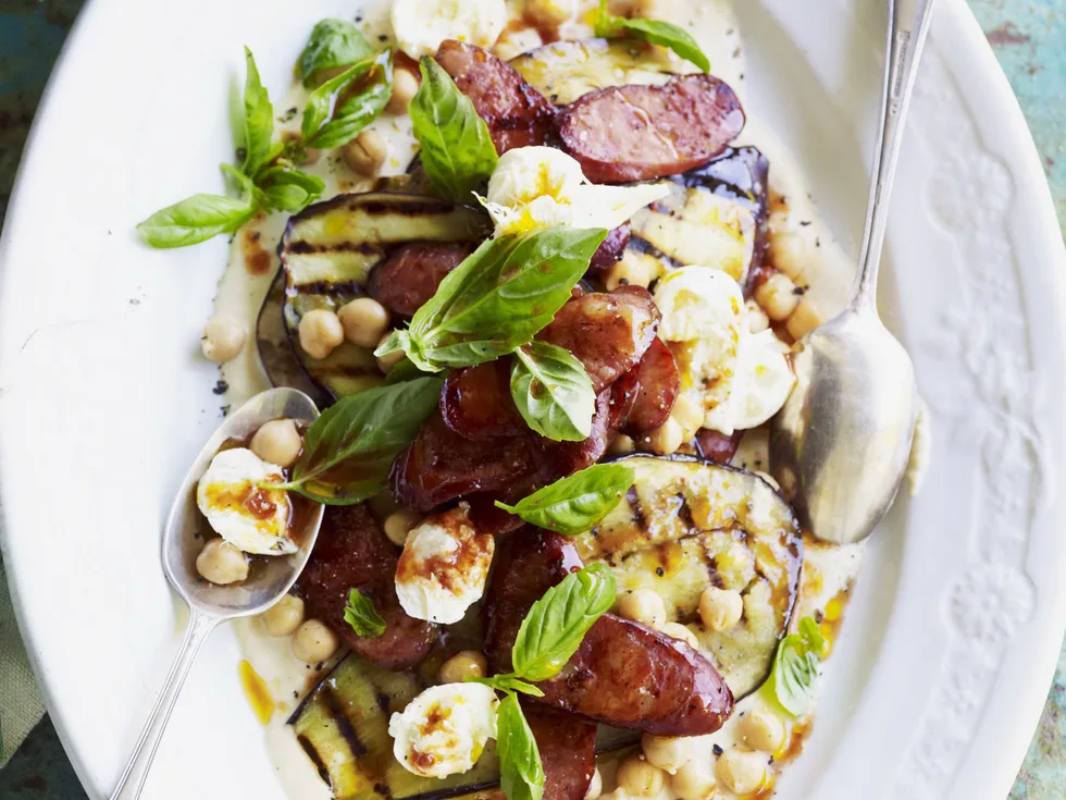 HARISSA EGGPLANT AND CHORIZO SALAD