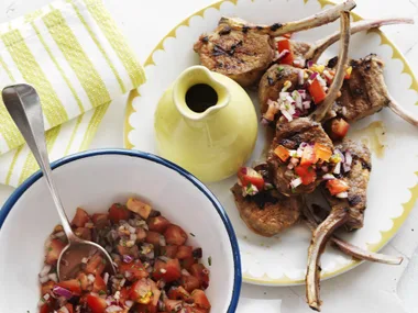 lamb cutlets with tomato and coriander salsa