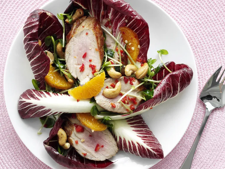 warm pork and mandarin salad with honey dressing