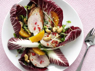 warm pork and mandarin salad with honey dressing
