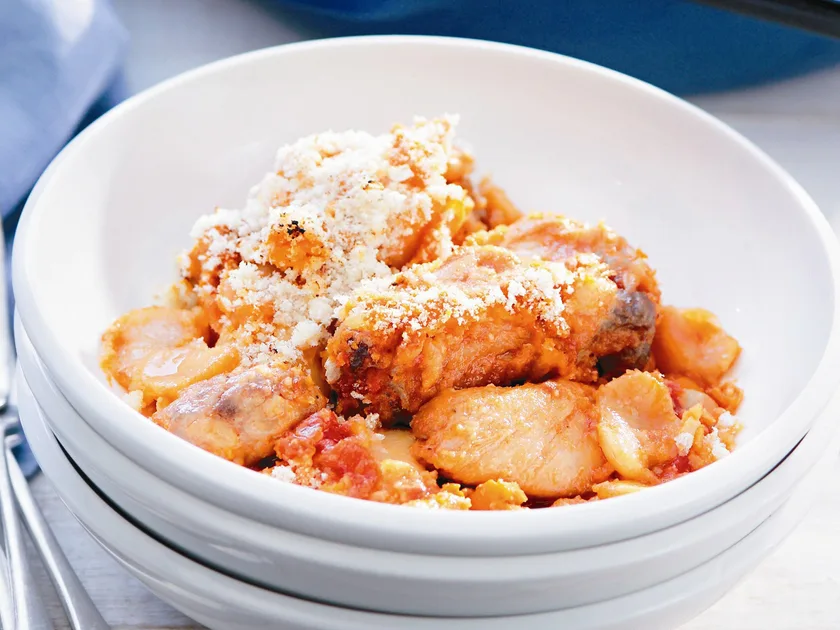 Chicken and merguez cassoulet