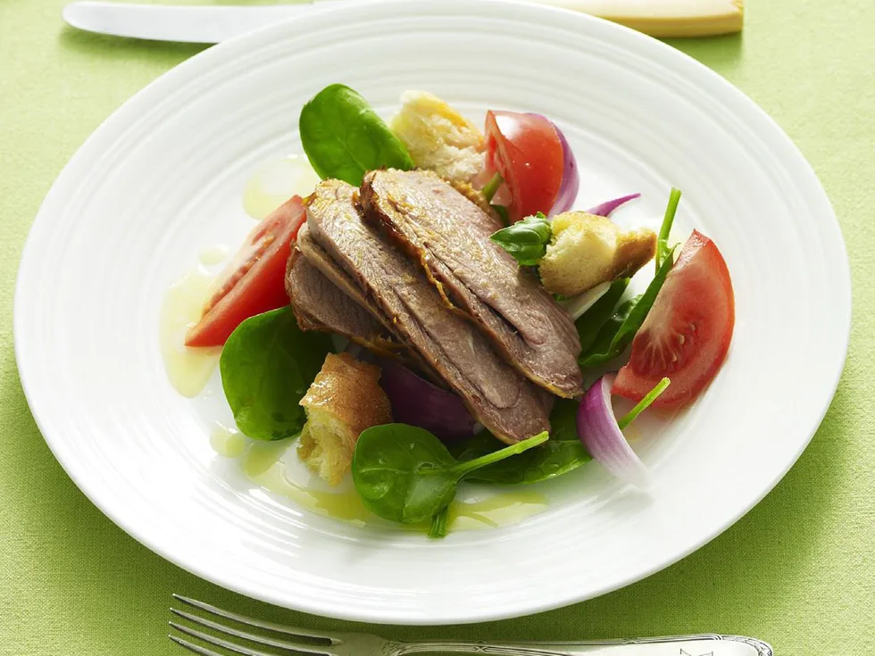 baked turkey drumsticks with bread salad