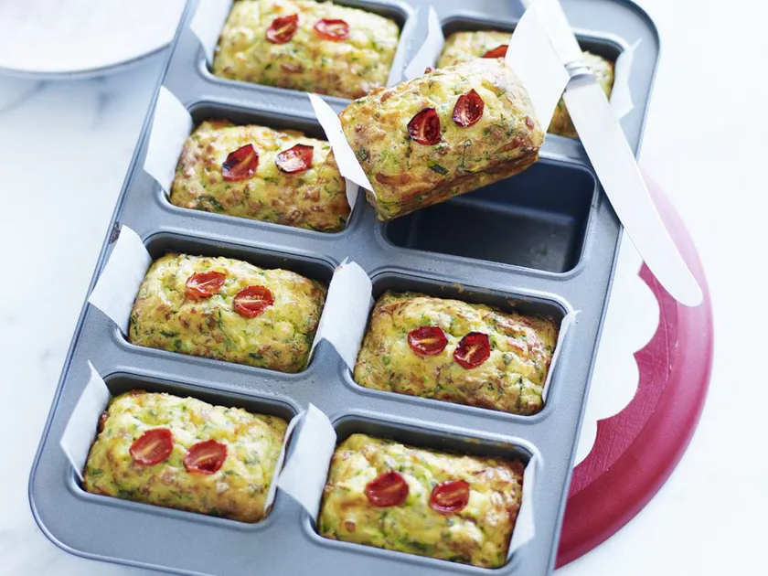 Ham, zucchini and feta loaves