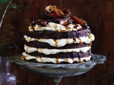 Coffee hazelnut cake with marsala dates