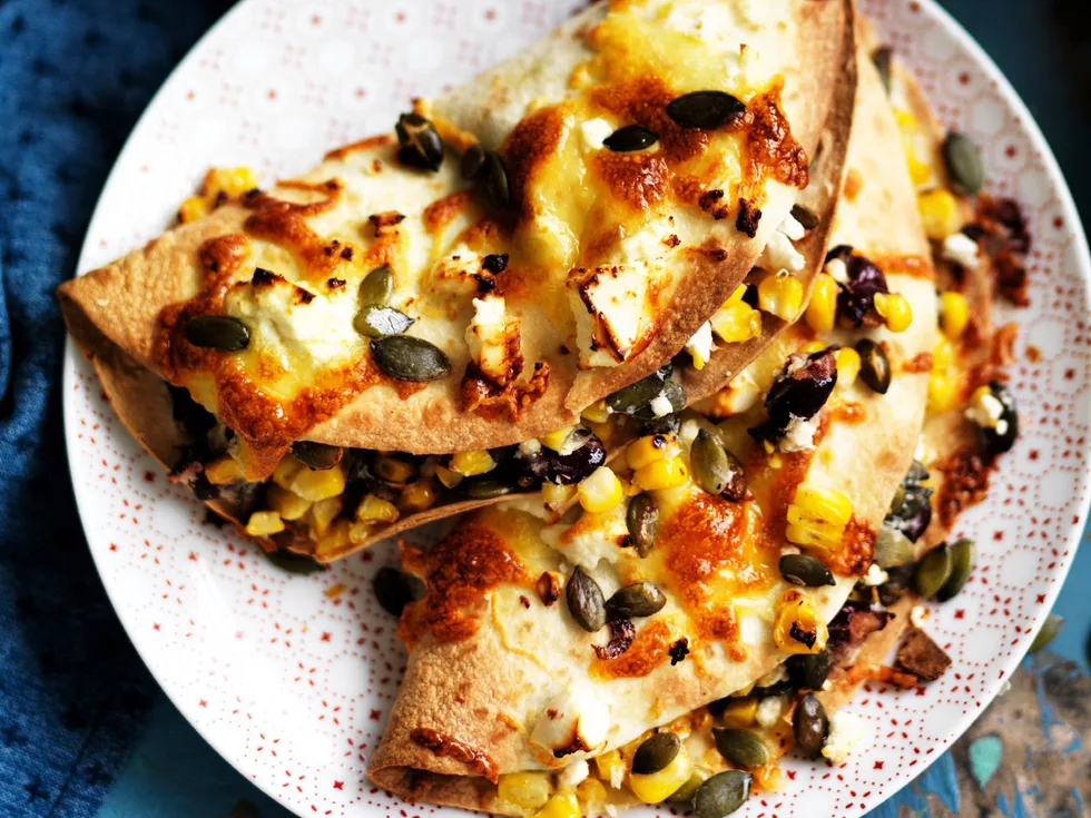 corn and kidney bean quesadillas with tomato salsa
