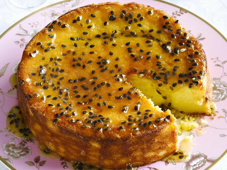 passionfruit and lemon syrup cake