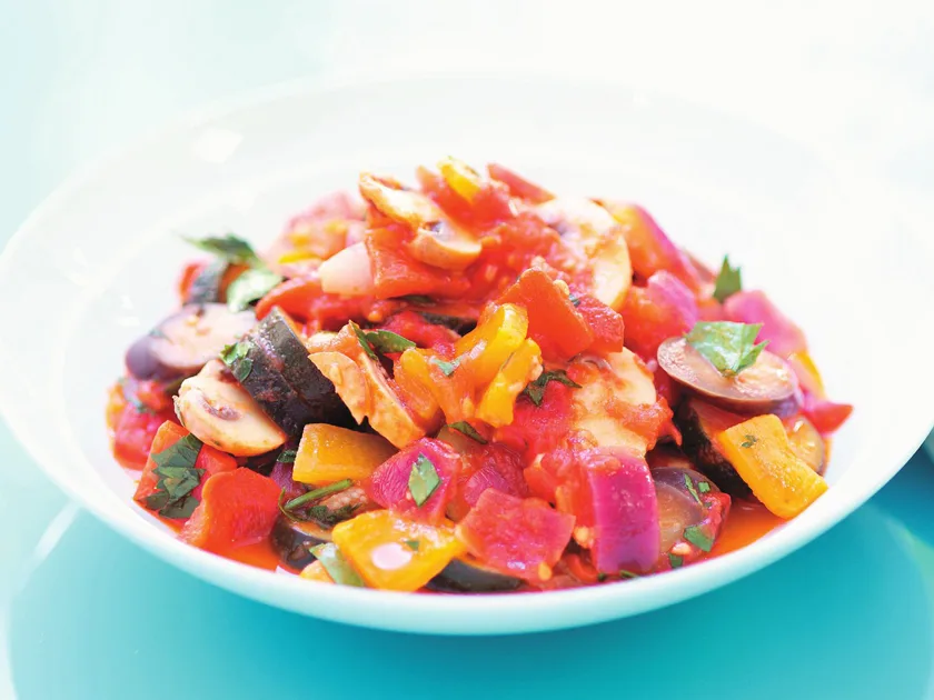 Roasted cherry tomatoes, broccolini and pepitas salad