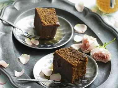 ginger cake with honey and spice syrup