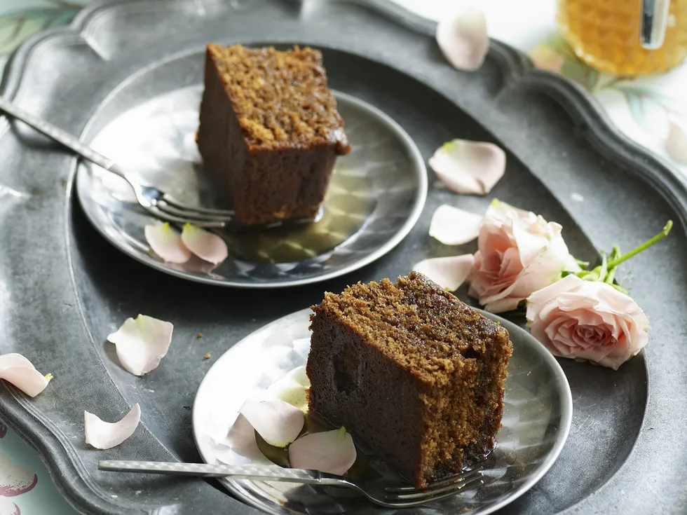 ginger cake with honey and spice syrup