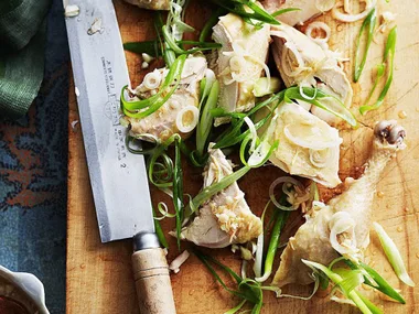 white cut chicken with spring onion dressing