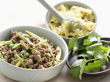 beef keema with cumin and currant pulao