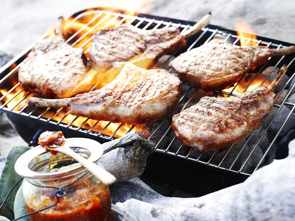 pork cutlets with tomato chilli jam