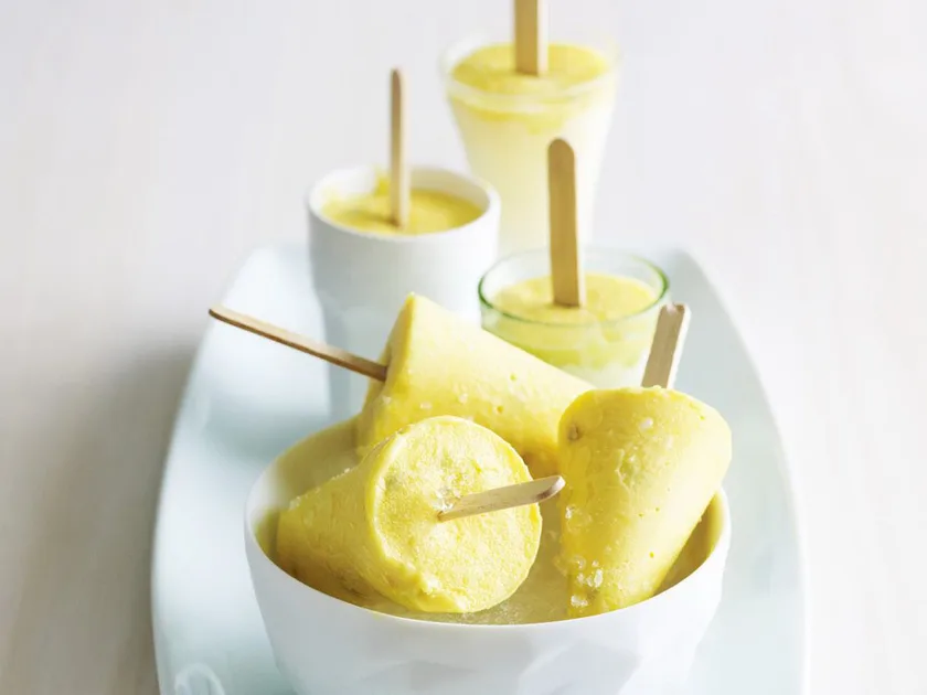 Mango & passionfruit ice-cream pops