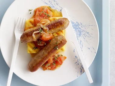 sausages with polenta and spicy tomato sauce