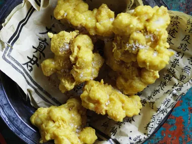 COCONUT AND PRAWN FRITTERS   with asian salad