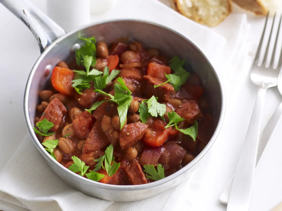 smoky beans with chorizo