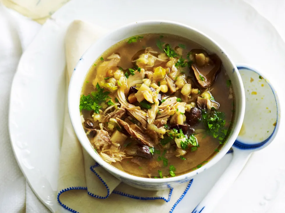 SLOW COOKER CHICKEN, PORCINI & BARLEY SOUP