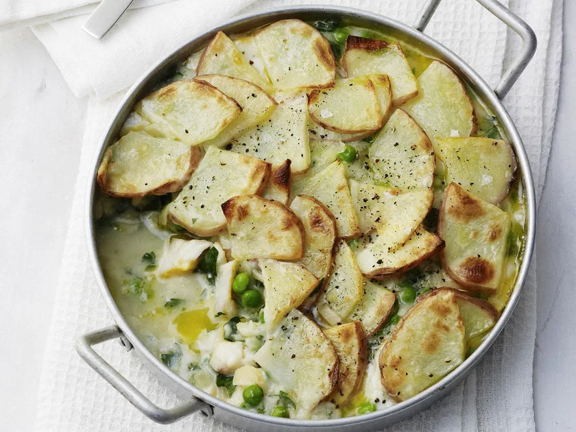 Smoked haddock potato bake