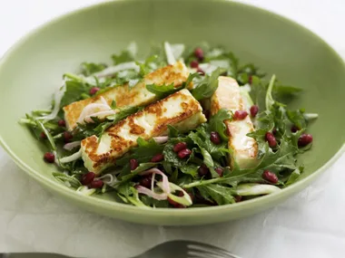 turkish haloumi and pomegranate salad