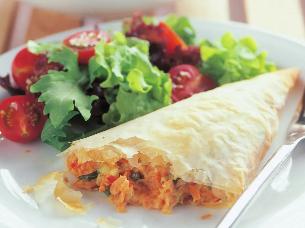 Salmon fillo triangles