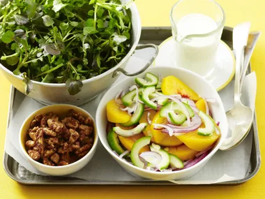 PEACH, WATERCRESS AND SPICED WALNUT SALAD
