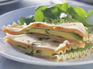 Smoked salmon lasagne stacks