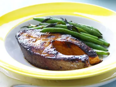 ocean trout with stir-fried beans